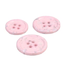Lot de 6 boutons rond 4 trous bouteilles recyclées rose layette