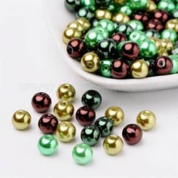 Perles ronde en verre nacré en mélange coloris assortis 6 mm Lot D