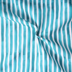 Tissu toile extérieure déperlant Ithaque rayures aqua Bleu turquoise sur fond Blanc - Au mètre