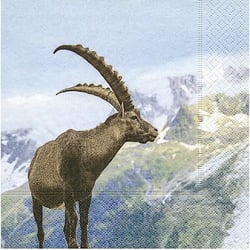 Lot de 4 serviettes en papier découpage collage 33 cm MONTAGNE CAPRICORNE A 820