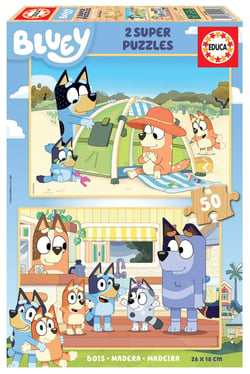 Puzzles 2 X 50 pcs Bluey en bois - Educa Borras - Bleu