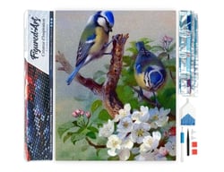 Diamond Painting Broderie Diamant Figured’Art 40x50cm toile entière roulée avec diamants carrés - Mésanges sur branche