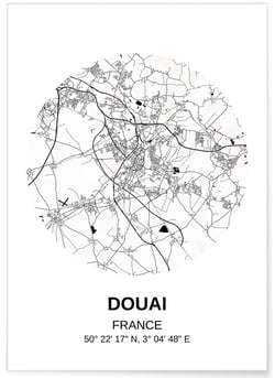 Affiche Carte Douai | A3 : 29,7x42cm