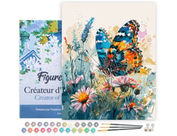 Peinture par Numéro Figured'Art avec Cadre - Papillon et Fleurs - Kit de Loisir Créatif DIY Numéro d'Art Complet - 40x50cm toile tendue sur châssis