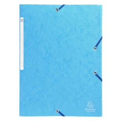 Chemises à élastiques carte lustrée 3 rabats monobloc - Turquoise - x 50 - Exacompta