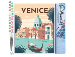 Peinture par Numéro Figured'Art - Affiche Vintage Venise - Kit de Loisir Créatif DIY Numéro d'Art Complet - 40x50cm sans châssis en bois