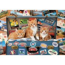 Puzzle 3 petits chatons tigres dans une valise 200 pieces - collection animaux - educa - 18065