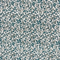 Tissu Coton enduit Petites fleurs Léonie vert canard sur fond Blanc - Au mètre
