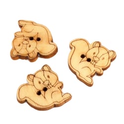 Lot de 3 boutons en bois 2cm x 1,8cm écureuil
