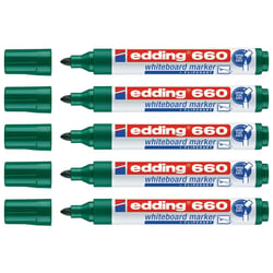 Lot de 5 marqueurs pour tableaux blancs EDDING 660 - Vert - Pointe ronde 1,5-3 mm