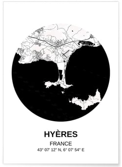 Affiche Carte Hyères | A3 : 29,7x42cm