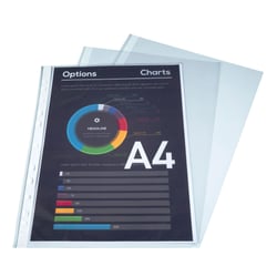 Sachet de 100 pochetttes perforées Polypropylène Premium grainé 8/100e - A4 - Cristal - x 5 - Exacompta