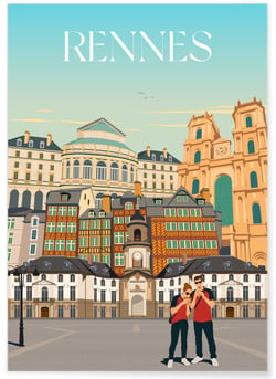 Affiche ville Rennes 5 Mix | A3 : 29,7x42cm