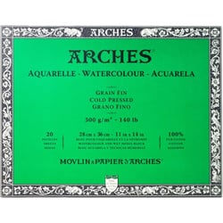 Bloc - Aquarelle - 28x36cm - 300g - Grain fin - Blanc naturel - 20 feuilles - Arches