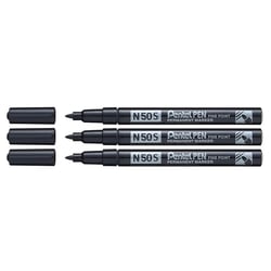 Lot de 3 marqueurs permanents pointe ogive fine - PENTEL - Noir - N50S