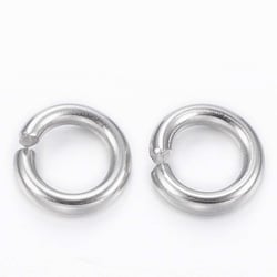 Lot de 50 anneaux de jonction métal argenté 4 mm ACIER INOXYDABLE 304 - ouverts connecteurs - creation bijoux perles