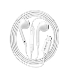Mayaxess Écouteurs Filaires USB-C pour Galaxy Z Flip 7 avec Micro intégré Blanc