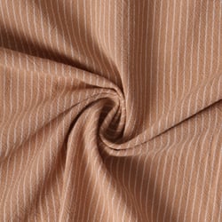 Tissu Polycoton  Victor rayures Blanches 3mm sur fond Beige nougat