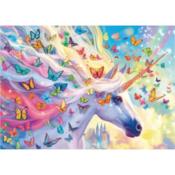 Puzzle licorne arc en ciel et les papillons 500 pieces - collection animal fantastique - educa - 20254