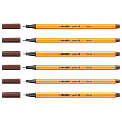 Lot de 6 Stylos-Feutres - Pointe fine 0,4 mm - STABILO - Brun - Point 88