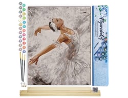 Peinture par Numéro Figured'Art - Magnifique Ballerine - Kit de Loisir Créatif DIY Numéro d'Art Complet - 40x50cm toile roulée + châssis en bois à monter