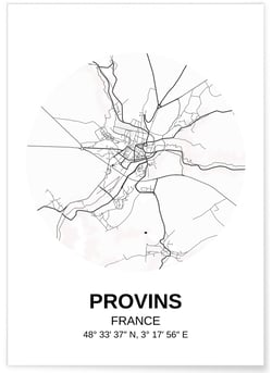 Affiche Carte Provins | A3 : 29,7x42cm