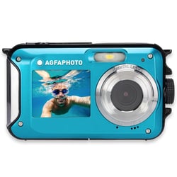 AGFAPHOTO Realishot WP8000 - Appareil Photo Numérique Étanche, 3m/10, 24 MP, Vidéo Full HD, Double écran LCD, Zoom Digital 16x, Stabilisateur Numérique, Batterie Lithium - Bleu