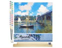Peinture par Numéro Figured'Art - Le Pont d'Argenteuil - Monet - Kit de Loisir Créatif DIY Numéro d'Art Complet - 40x50cm toile roulée + châssis en bois à monter