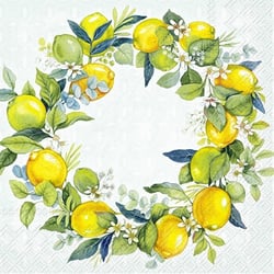 Lot de 4 serviettes en papier découpage collage 33 cm COURONNE DE CITRONS