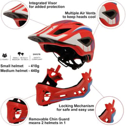 Casque Intégral IKON – Design Éblouissant Rouge et Bleu pour Protection Optimale - Kiddimoto