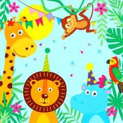 Lot de 4 serviettes en papier découpage collage 33 cm ANIMAUX ENFANT NAISSANCE