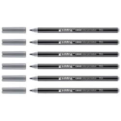 Lot de 6 feutres de coloriage pointe ronde moyenne - EDDING - Gris Argent - 2 mm