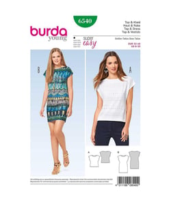 Patron Burda 6540 Haut et robe taille n°FR 32-46