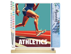 Peinture par Numéro Figured'Art - Affiche sportive Athlétisme - Kit de Loisir Créatif DIY Numéro d'Art Complet - 40x50cm toile roulée + châssis en bois à monter