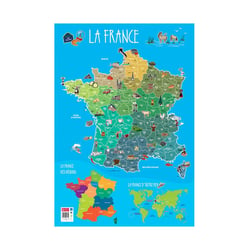 Poster pédagogique - La carte de France - 52x76cm - A afficher - Bouchut