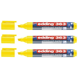 Lot de 3 marqueurs pour tableaux blancs - EDDING - Jaune - Pointe biseau 1-5 mm