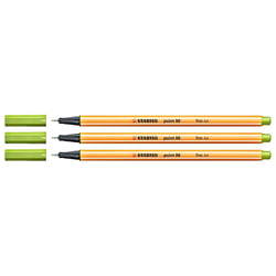 Lot de 3 stylos-feutres pointe fine 0,4 mm - STABILO - Vert pomme - POINT 88