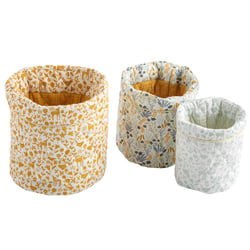 Lot de 3 panières en coton blanc
