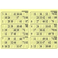 Plaque de 6 grilles de loto rigide 1mm jaune - cartons loto - lotoquine