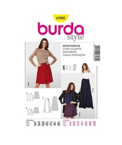 Patron Burda 6980 Jupe - culotte taille n°FR 34-46