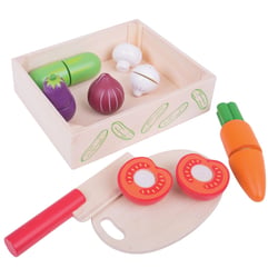 Caisse de légumes en bois Bigjigs Toys avec planche à découper - Jouets alimentaires - Bigjigs Toys