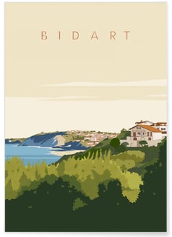 Affiche ville Bidart | A3 : 29,7x42cm