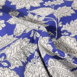 Tissu Coton imprimé Fleuris  Shanna sur fond Bleu roi - Au mètre