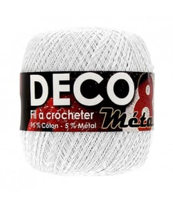 Coton à crocheter DECO 8M - Distrifil Blanc (BLANC ARGENTE)