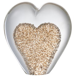 Presse papier sulfure coeur doré en verre 10 cm