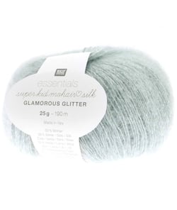 Fil à Tricoter ESSENTIALS SUPER KID MOHAIR LOVES SILK GLAMOROUS GLITTER: Luxe, Douceur et Créativité - 25gr - Rico Design 05 Aqua