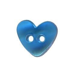 Lot de 6 boutons Coeur translucide couleur Bleu 9mm