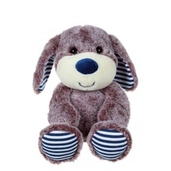 Peluche - Peluche Les marinières - Peluche chien marron rayures bleues - 24 cm
