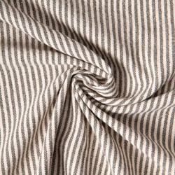 Tissu Coton d'ameublement Simone rayé Kaki sur fond Ecru