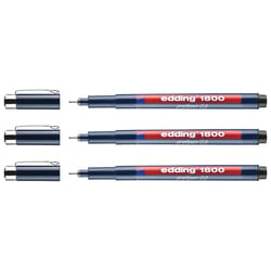 Lot de 3 feutres fins de précision EDDING 1800 - Noir - Pointe ogive - 0,5 mm